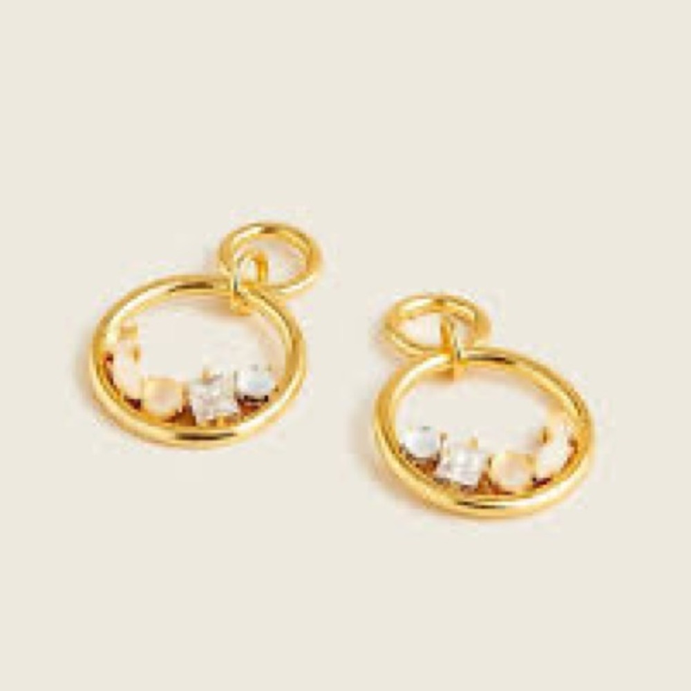 J.CREW Nested Stone Drop Earrings NWT  OS White Neutral